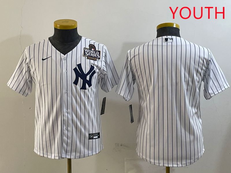 Youth New York Yankees Blank White Stripe Game 2025 Nike MLB Jersey style 16->youth mlb jersey->Youth Jersey